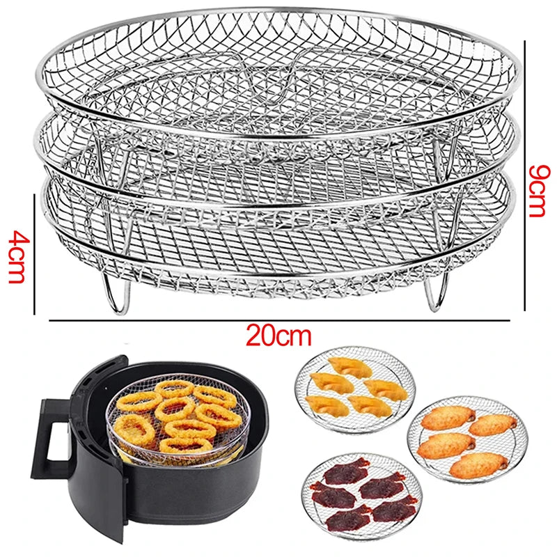 Edelstahl Air Fryer Backblech mit Doppelstock-Rack für gleichmäßiges Garen