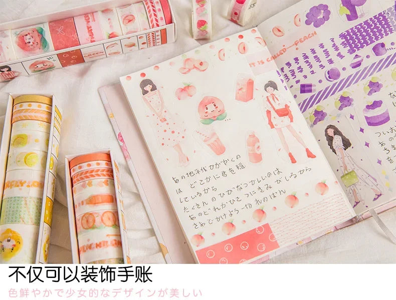 10 Rollen Washi-Papierband in verschiedenen Breiten 2m Länge für DIY Dekoration