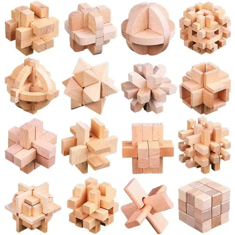 3PCS LuBan Lock Holz Puzzle IQ Brain Teaser für Erwachsene und Kinder