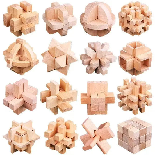 3PCS LuBan Lock Holz Puzzle IQ Brain Teaser für Erwachsene und Kinder
