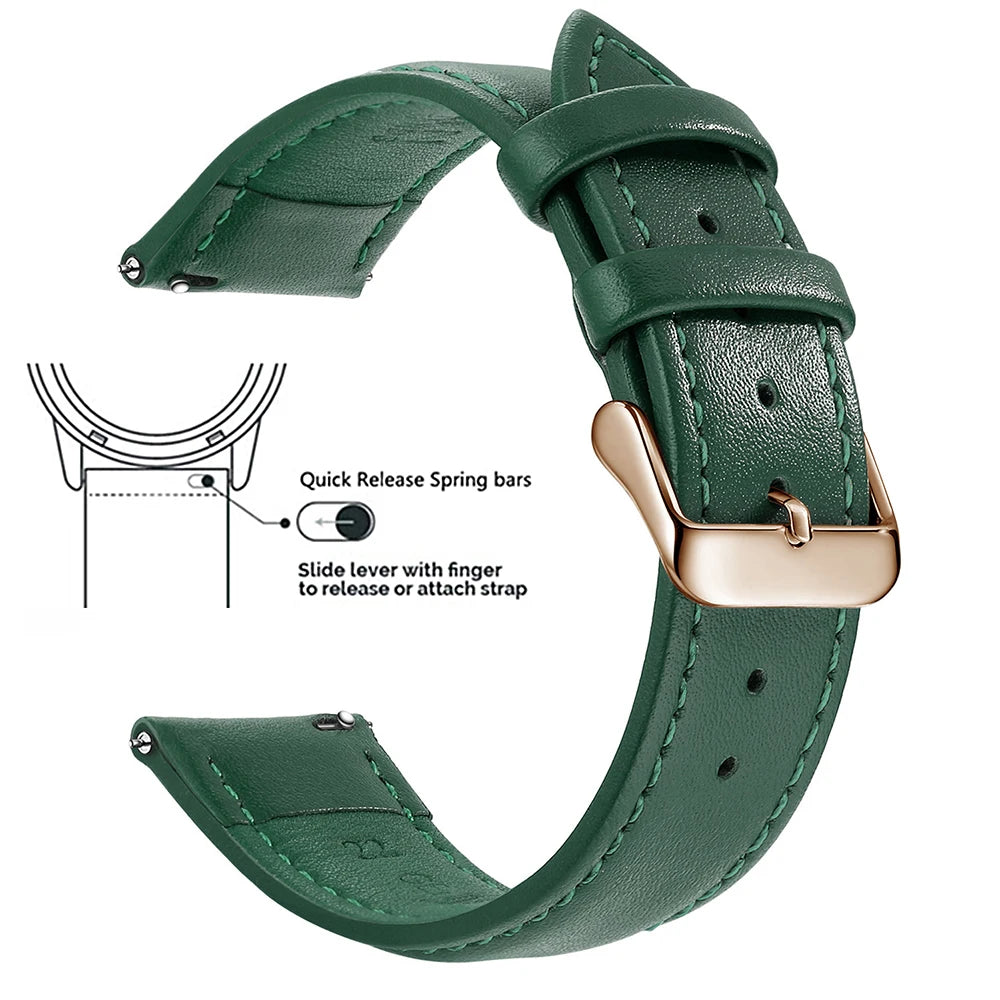 Echtleder Uhrenarmband Schnellverschluss 18/20/22mm für viele Smartwatches