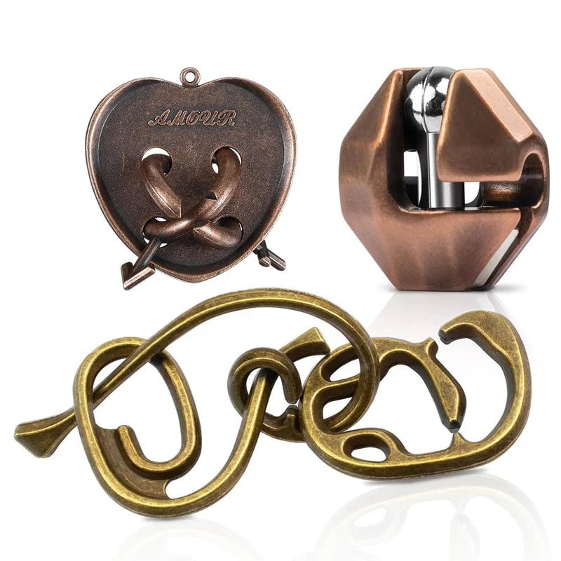 Magisches Metall-Rätsel Puzzle Set 3-teilig Lernspielzeug für Erwachsene Kinder