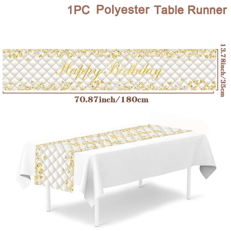 Schwarz Gold Tischläufer 180x35cm für 21. 30. 50. Geburtstag Hochzeit Party Deko