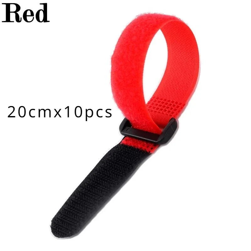 10x Klettverschluss Kabelbinder Nylon – Wiederverwendbar 20cm/50cm Längen