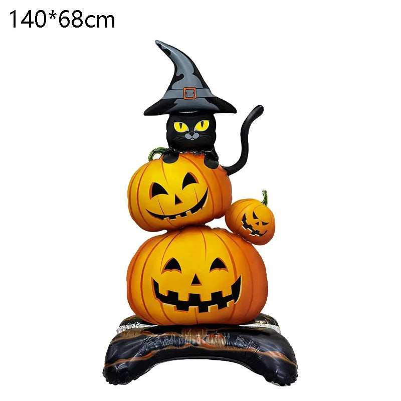 Großer Halloween-Stehballon mit Kürbis, Skeletten und Hexen für Partys