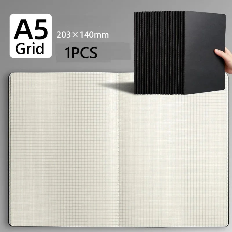A5 Notizbuch Kraftpapier Cover Blank Gitter Gefüttert für Schule Büro