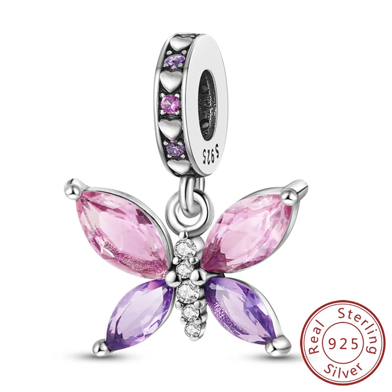 Funkelnder Schmetterlings-Charm aus 925 Sterlingsilber mit Zirkon – Elegant - Leicht