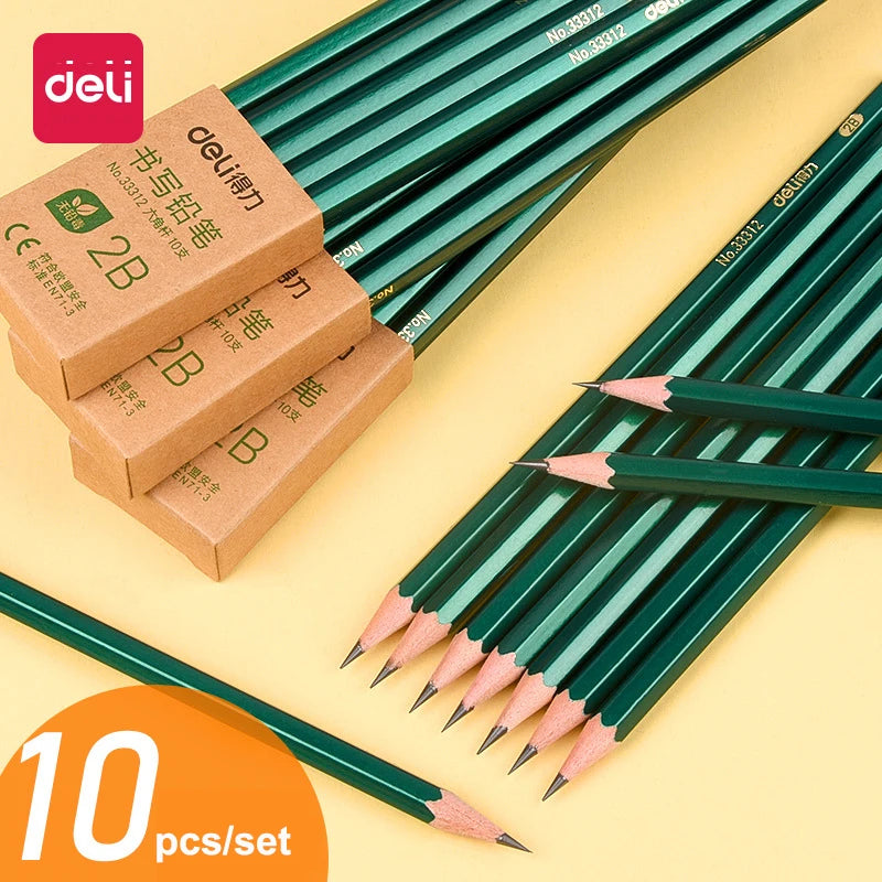 10-teiliges Bleistift-Set HB 2B 2H – bruchsicher - umweltfreundlich fürs Zeichnen