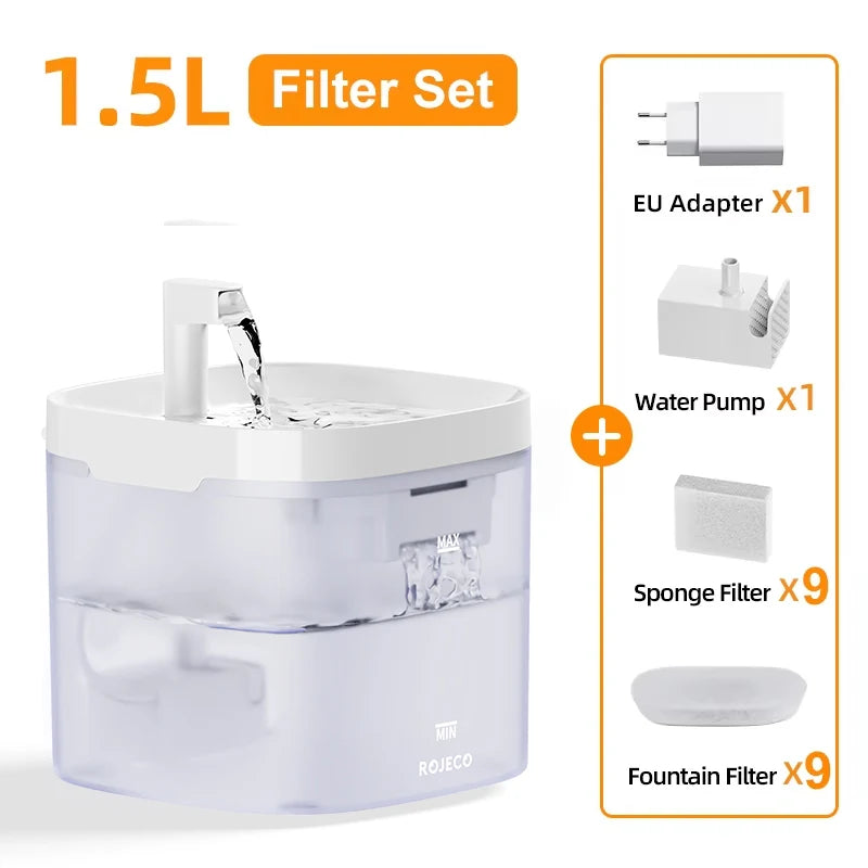 Frisches Trinkwasser garantiert: Leiser 1,5L Katzen- - Hunde-Wasserbrunnen mit Filter