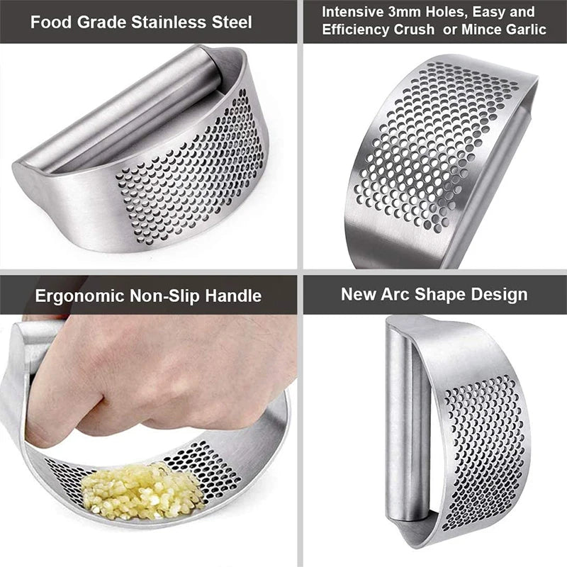 Ergonomische Edelstahl Knoblauchpresse – Robust, leicht zu reinigen, ideal für Ingwer - Knoblauch
