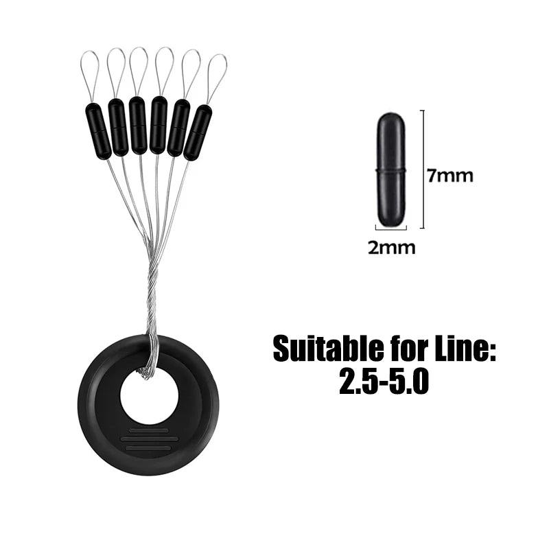 60er Set Schwarze Gummi Space Beans – Elastische Stopper für präzises Angeln