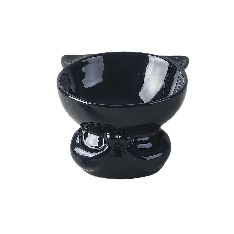 Erhöhte Keramik Katzenschüssel mit Halsschutz 300ml Futter Trinknapf