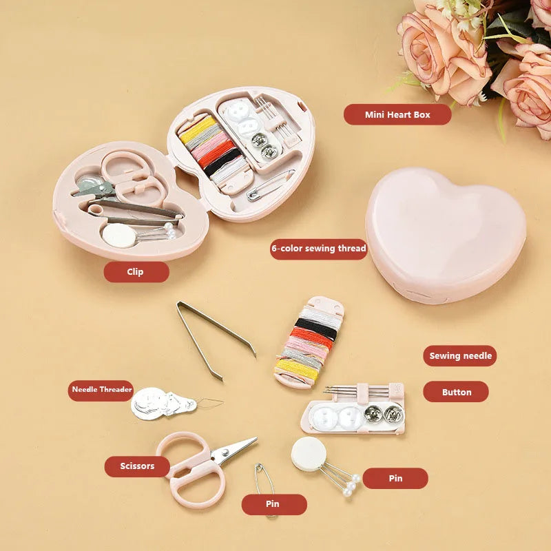 Tragbares Mini Nähset mit Schere Fingerhut und Nadel für Reisen