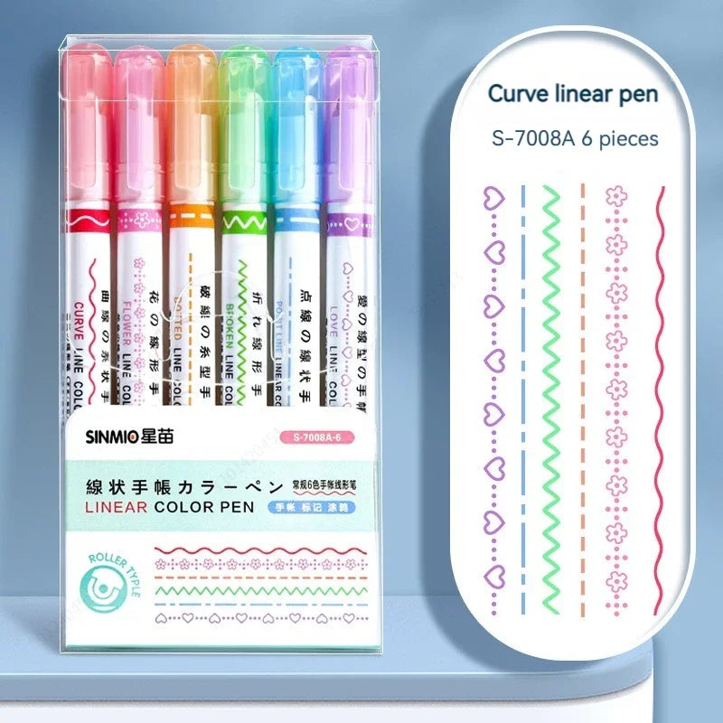Kawaii Blumen-Highlighter Set 6 Farben mit Roller Spitze – Perfekt für Schule & Büro