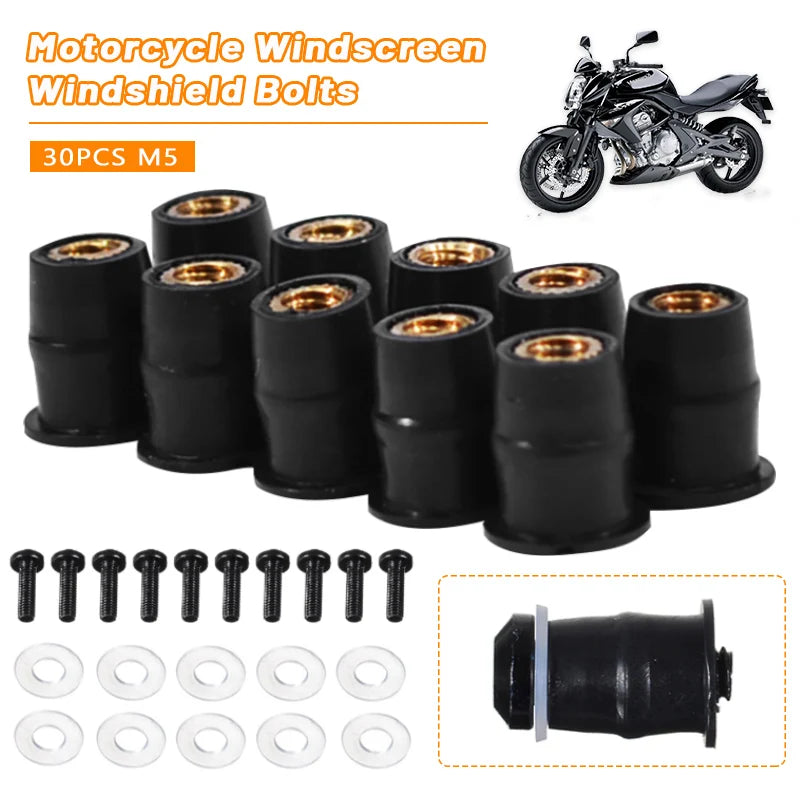 M5 M6 Gummi Mutter Schrauben Verschluss für Motorrad Windschutzscheibe ATV Kajak