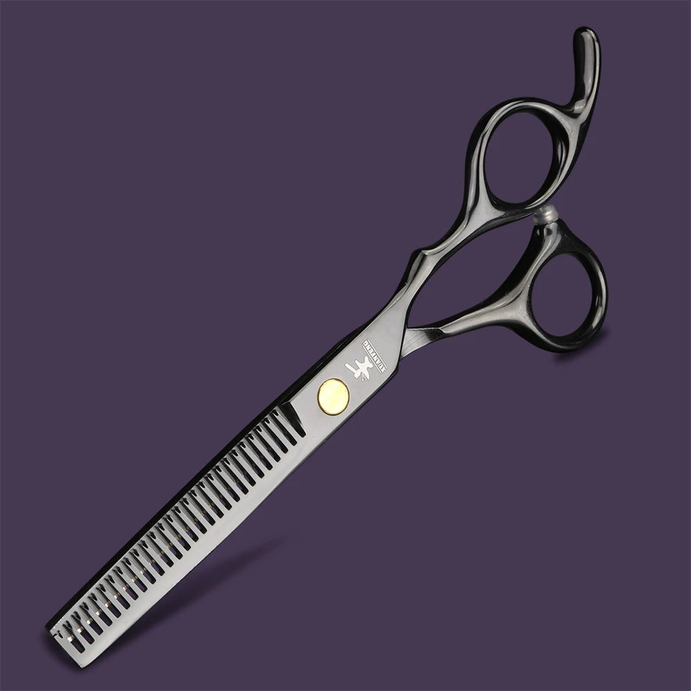 Professionelle Haarschneideschere aus Edelstahl mit schwarzer Goldbeschichtung für präzises Schneiden