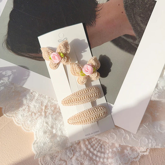 Niedliche handgemachte Strick-Haarclips für Mädchen - 4er Set