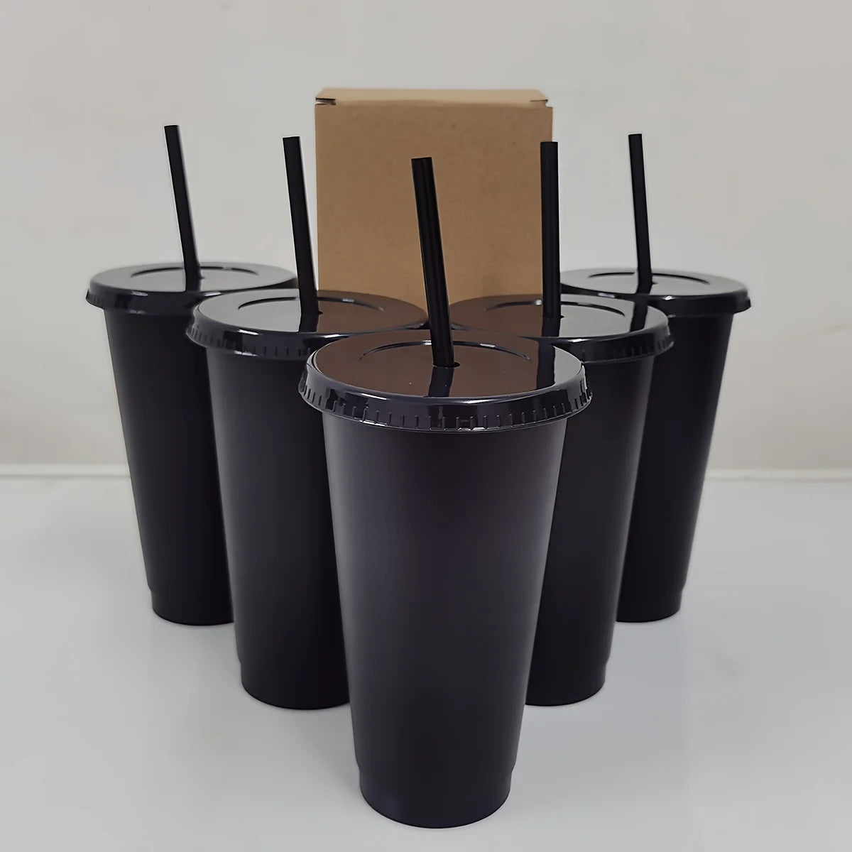 5er-Set 24oz BPA-freie Trinkbecher mit Deckel - Strohhalm – perfekt für Sommer