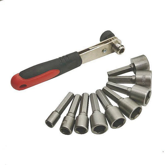 9-teiliges Multifunktions Steckschlüssel Set mit 1/4 Zoll Ratschenschlüssel