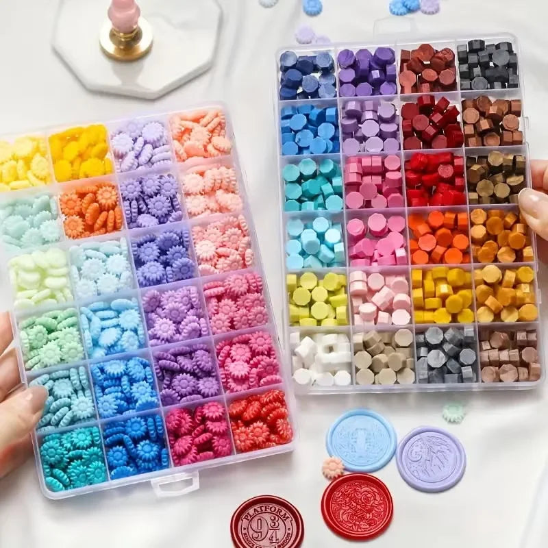 600 Stück Siegelwachsperlen mit Sonnenblumen-Design für Wachssiegel