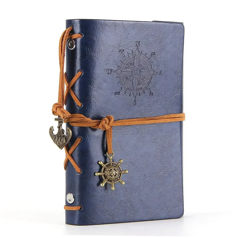 Retro Notizbuch mit weichem Ledereinband 14x10 cm für Tagebuch - Skizzen
