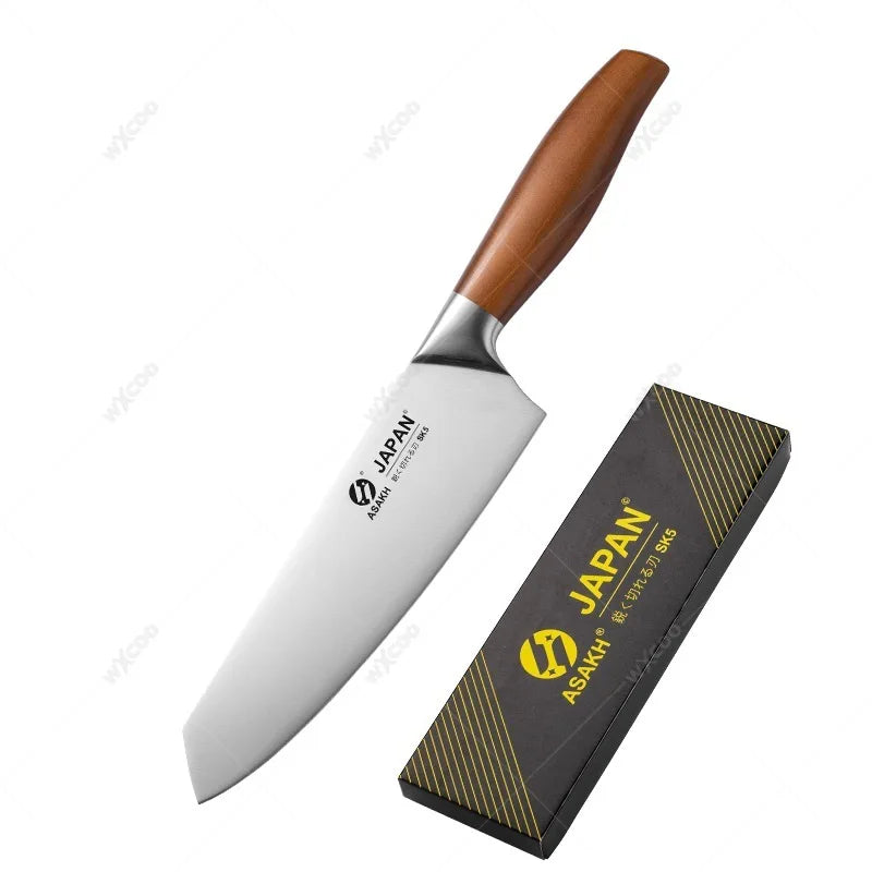 Japanisches Kochmesser aus Edelstahl mit Holzgriff für vielseitiges Schneiden