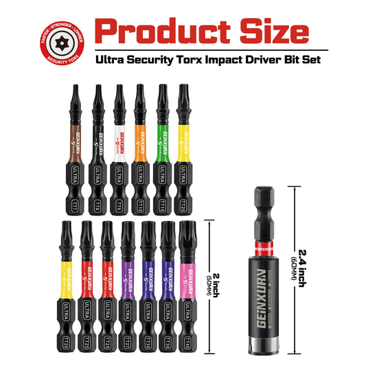 Schlagfeste Torx Bits S2 Stahl Set TT7-TT40 mit magnetischem Bithalter