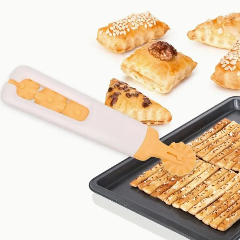 4-in-1 Edelstahl Teigmesser - Pizza Cutter für Backen und Gebäck