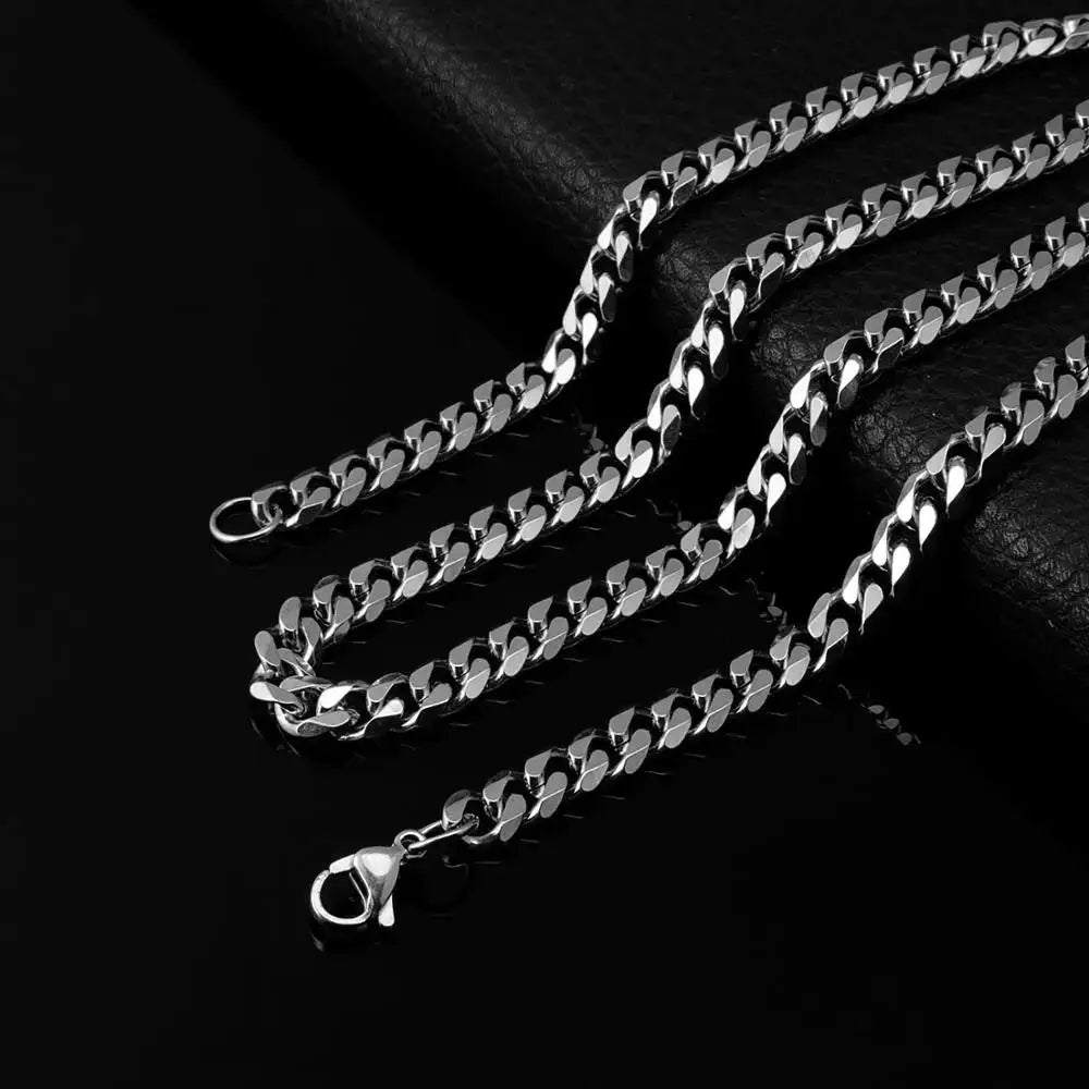 Edelstahl Cuban Link Kette Unisex 3-12mm Breite für Punk Goth Style Schmuck