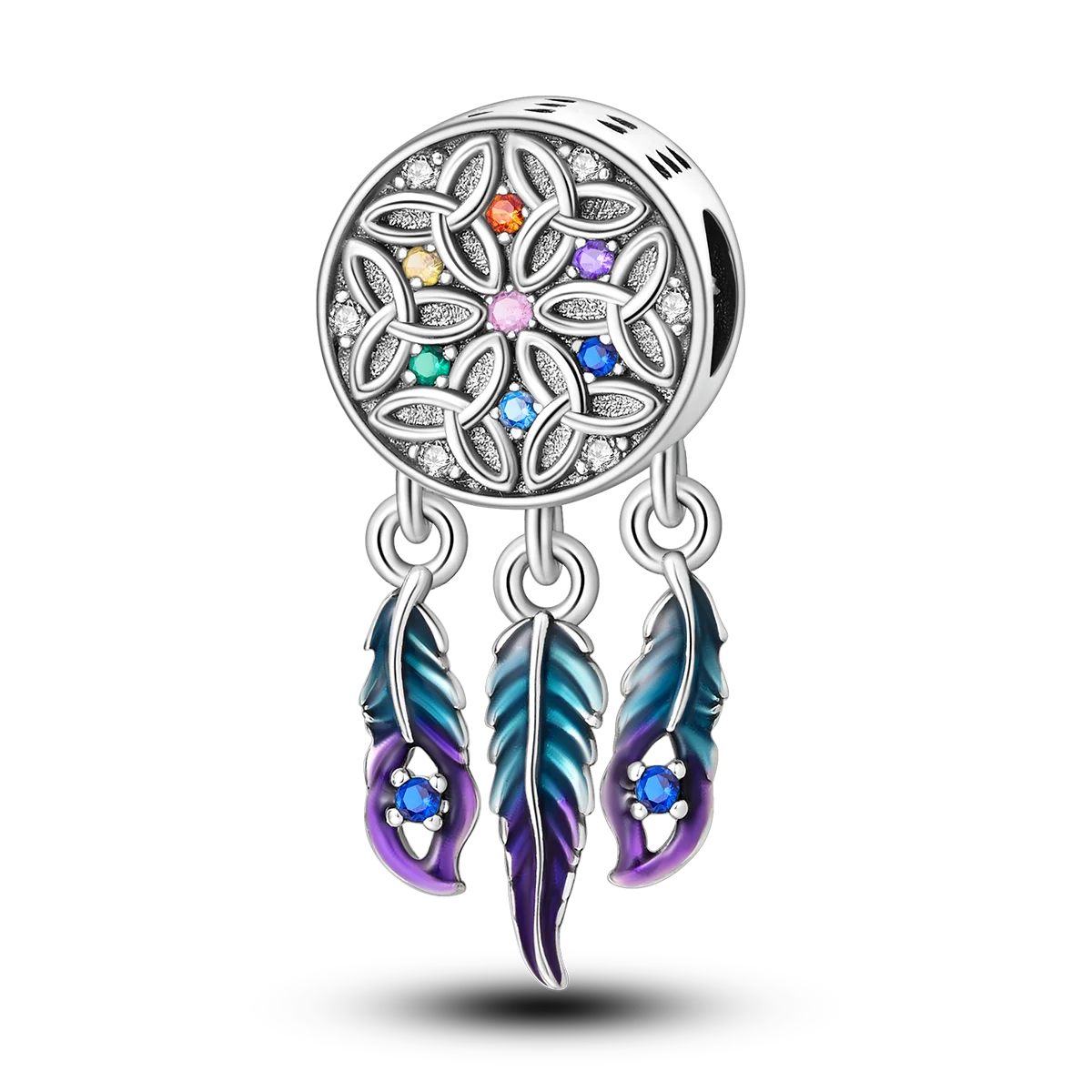 Edler Charm-Anhänger aus 925er Silber mit funkelndem blauem Zirkon – perfekt für DIY-Schmuck