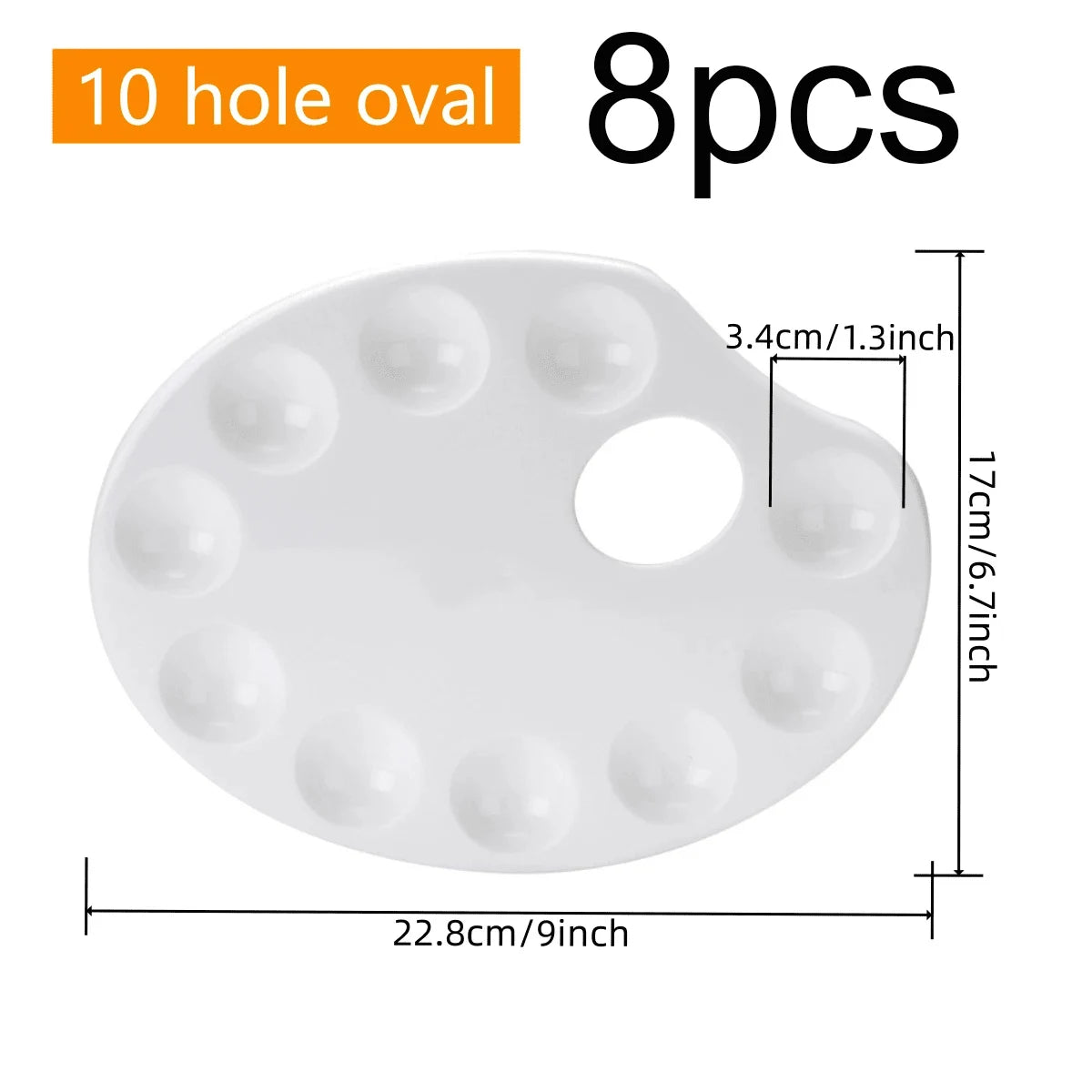 Vielseitiges 8er-Set weiße Kunststoff-Farbpaletten – ideal für Aquarell - DIY