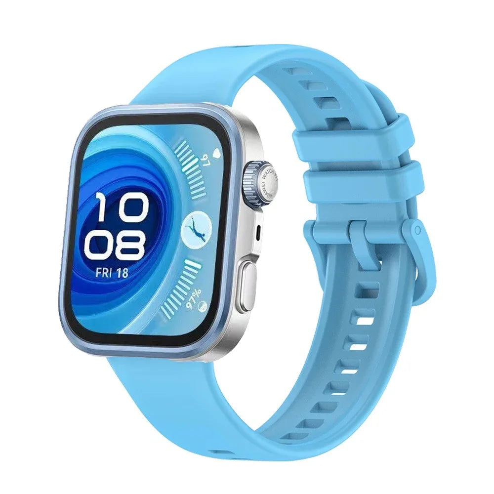 Atmungsaktives Sport-Silikonarmband mit bunter Metallschnalle für Watch Fit 3/4/4 Pro