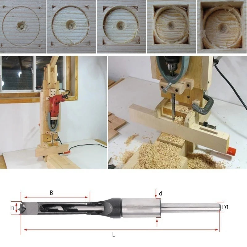 Präzise Holzbearbeitung: HSS Quadratischer Lochbohrer 6-16mm für DIY - Profi
