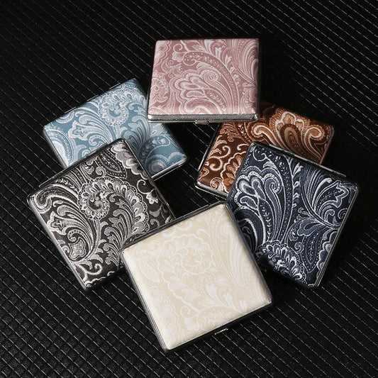 Tragbare leichte Zigarettenschachtel aus Metall mit Ledermuster