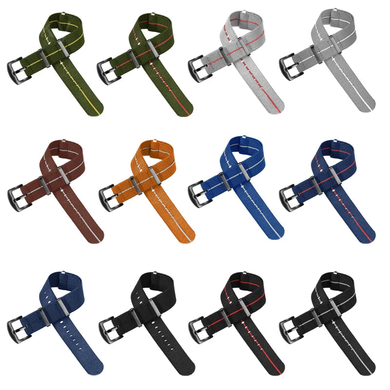 Retro Fallschirm Nylon Uhrenarmband in 18, 20 und 22 mm High Density