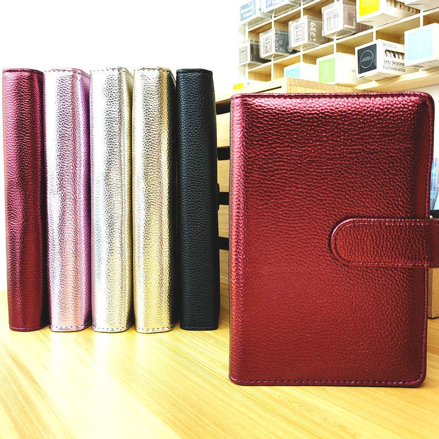 A5/A6 PU Leder Binder für Fotokarten, Tagebuch & Planer – Metallic Design