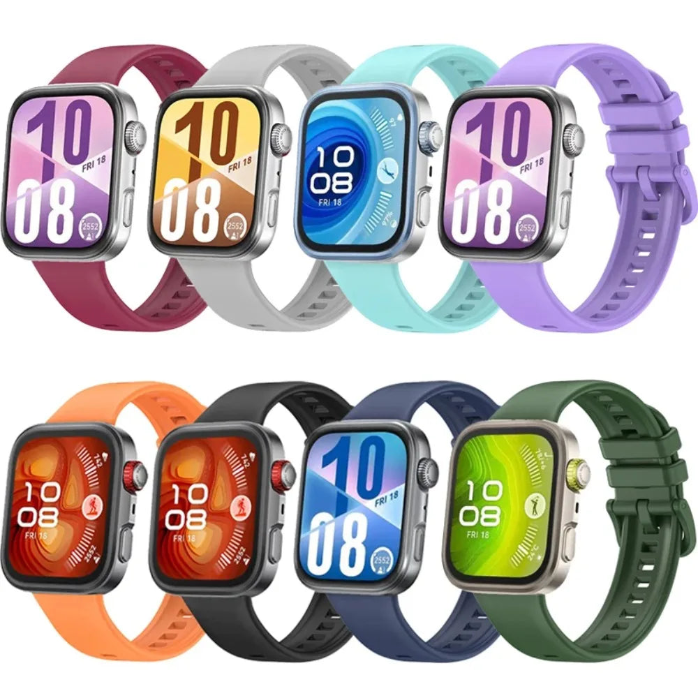 Atmungsaktives Sport-Silikonarmband mit bunter Metallschnalle für Watch Fit 3/4/4 Pro
