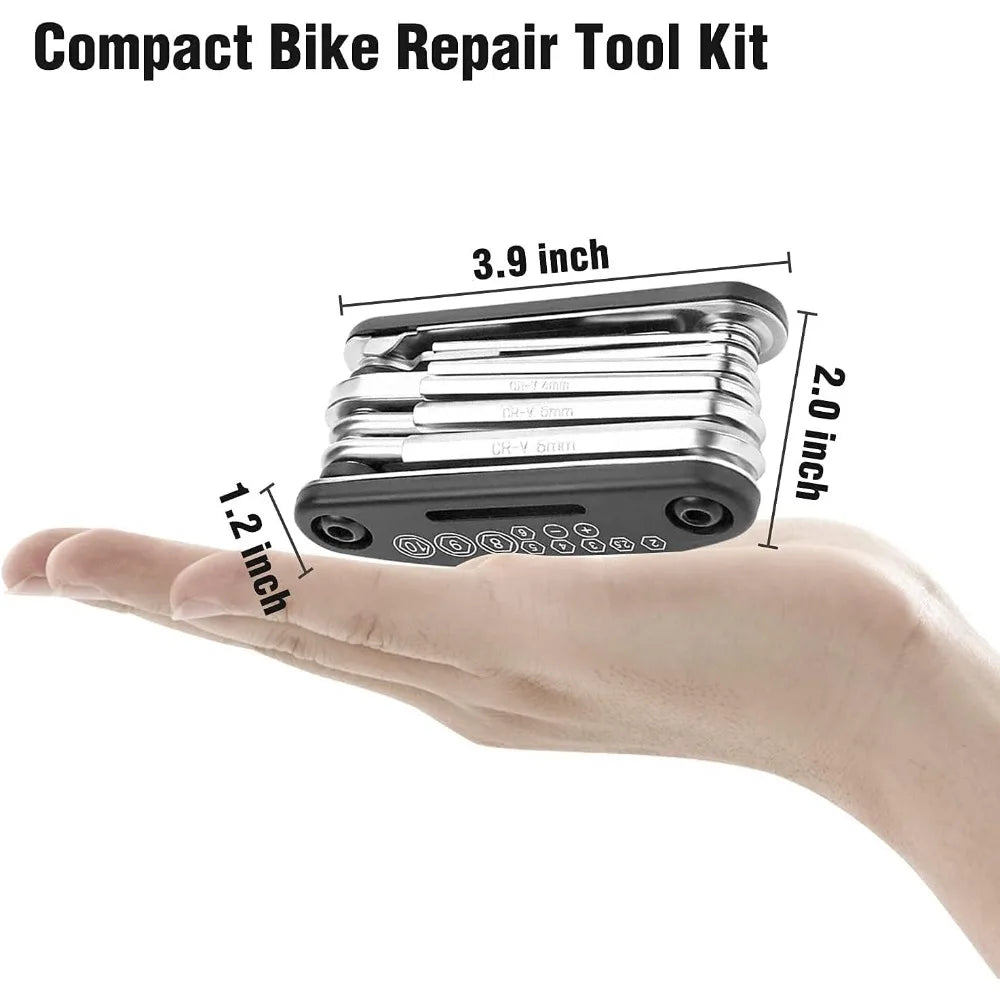 16-in-1 Fahrrad Multitool aus Kohlenstoffstahl – Kompaktes Reparaturset