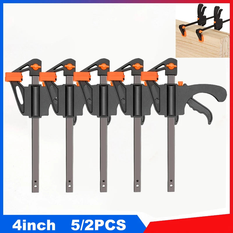 Sicher - Kratzfrei: 2/5er 4 Zoll Schnellspann-Klemm Set in Schwarz - Orange