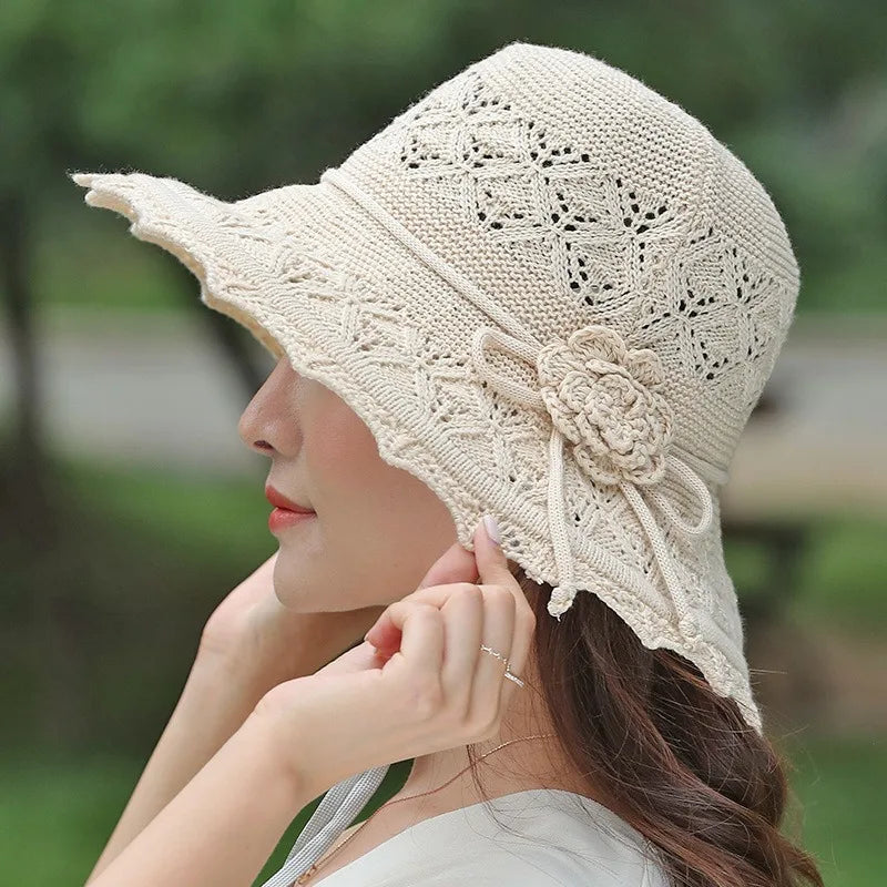 Faltbarer Damen Sonnenhut mit breiter Krempe Sommer Strandmode
