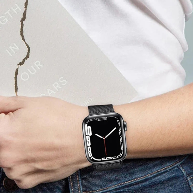 Edelstahl Mesh-Metallarmband mit Magnetverschluss für Smartwatches 38-49 mm