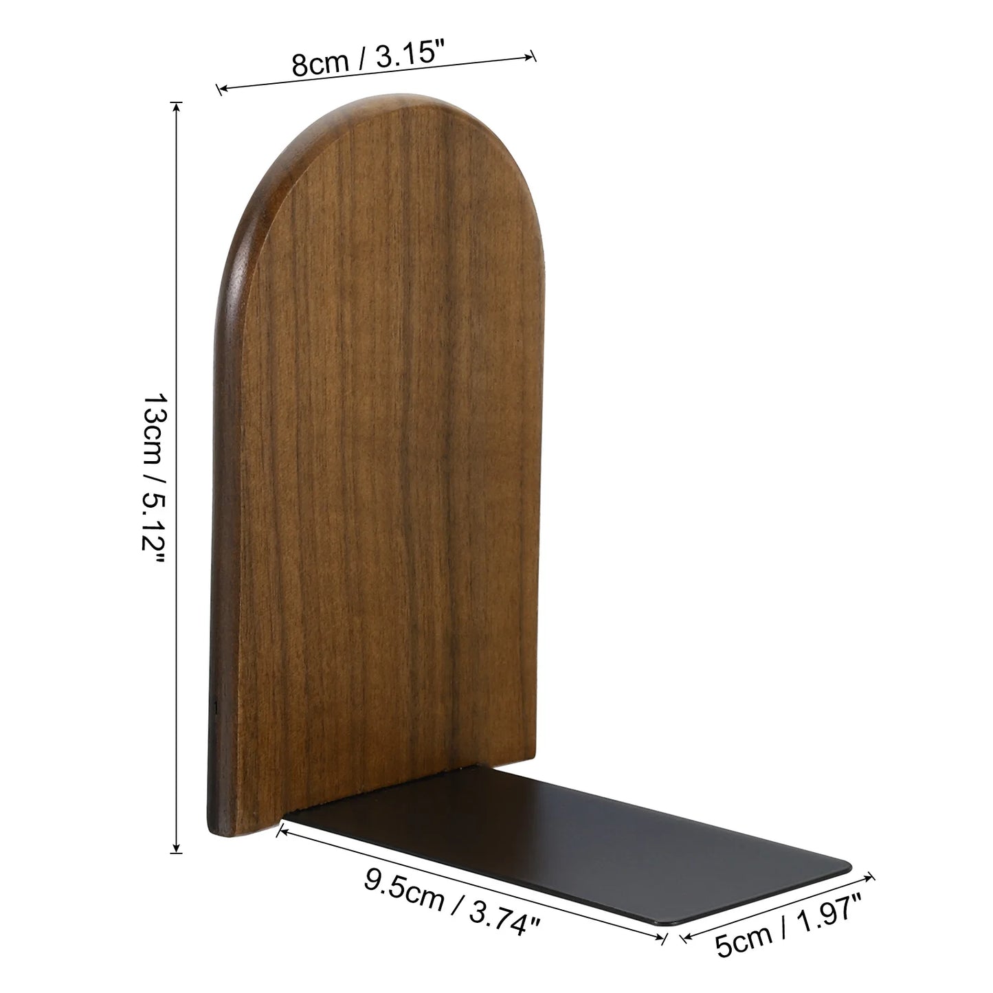2 Stück Holz Buchstützen mit Metallbasis Organizer Büro Regal Halter