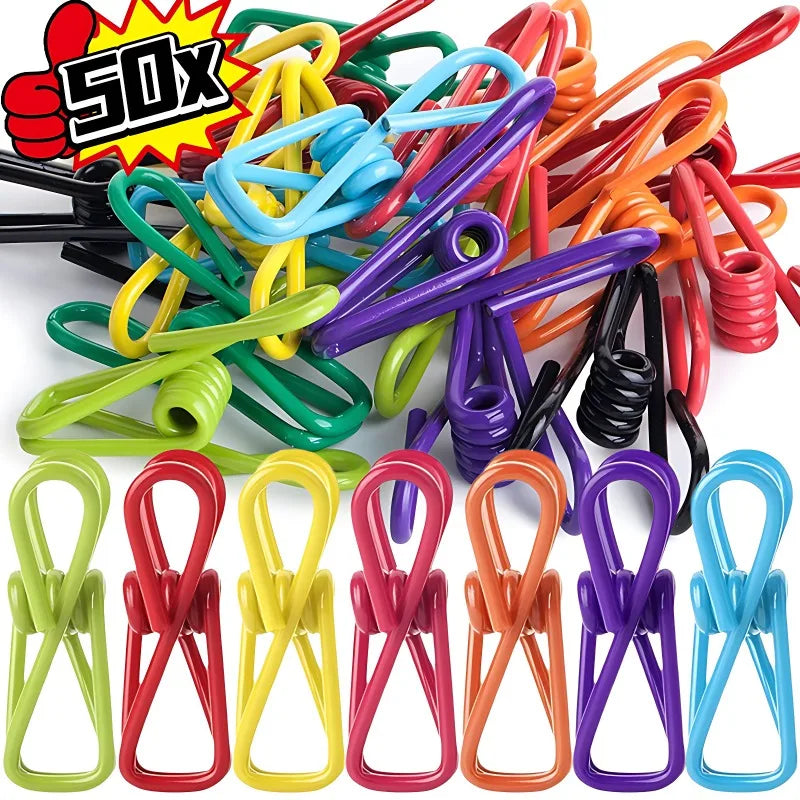 Frische - Ordnung: 50 bunte Edelstahl-Clips 5,5x3x2cm für Küche - Haushalt