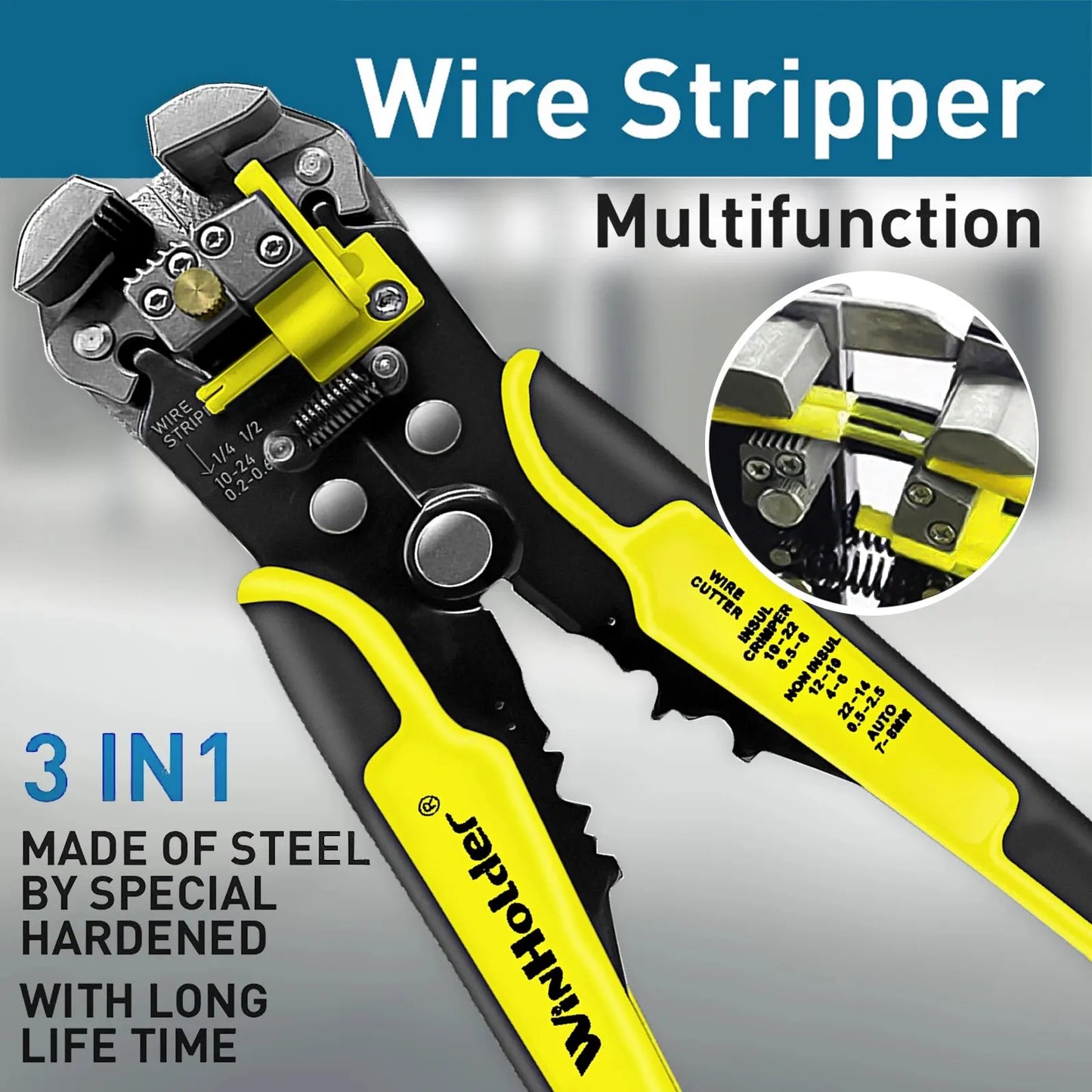 Multifunktionale Crimpzange - Drahtschneider aus Kohlenstoffstahl 10–24 AWG