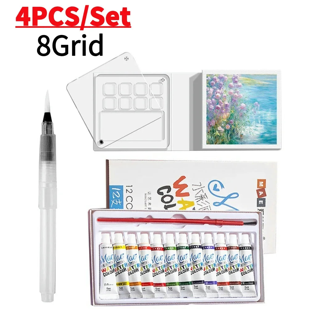 Tragbares Mini Aquarell-Palette Set mit Skizzenbuch und Binder-Clips
