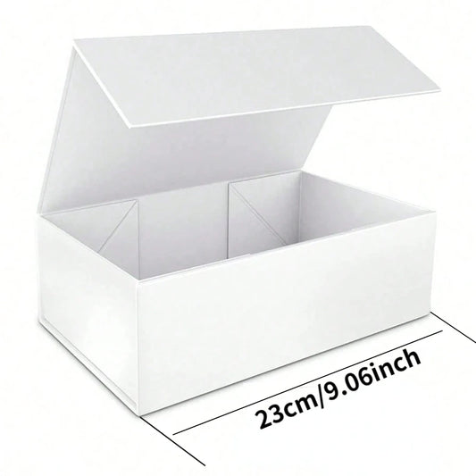 Faltbare weiße Geschenkbox mit Magnetschnalle und Deckel rechteckig