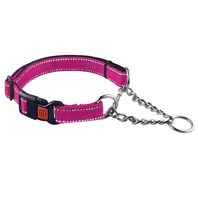 Edelstahl Hundehalsband mit reflektierendem Nylon für kleine bis große Hunde