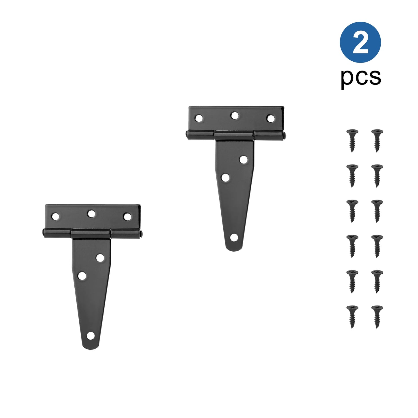 2 T-förmige schwarze Metallscharniere für rustikale Möbel