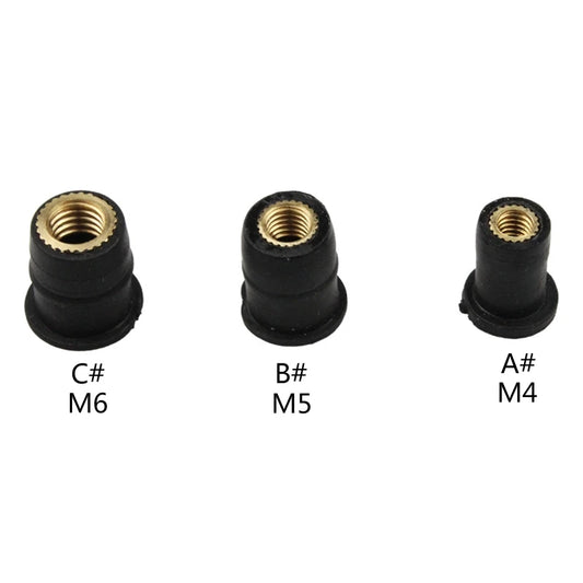 10 Stück Gummi Muttern Set M4 M5 M6 für Motorrad Windschutzscheibe Schrauben