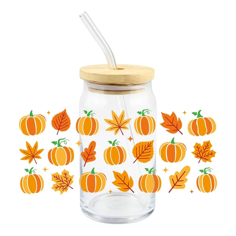 3D UV DTF Transfer Sticker Kürbis Motiv für 16oz - 24oz Becher
